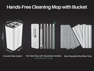JOYMOOP Mop and Bucket Set with Wringer, Flat Mops / مجموعة ممسحة ودلو مع عصارة، ممسحات مسطحة