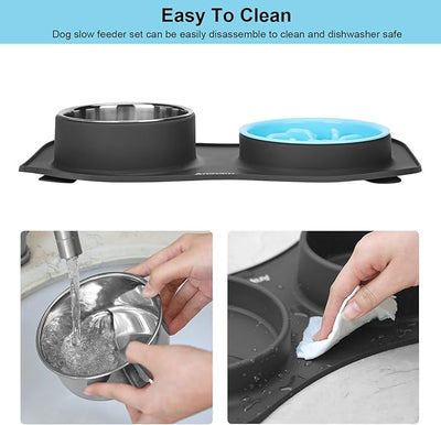 Slow Feeder Dog Bowls 3 in 1 Stainless Steel