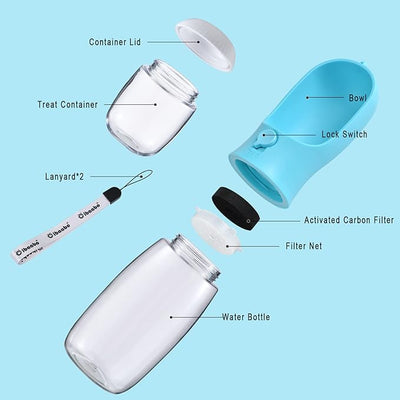 Dog Water Bottle with Food Container