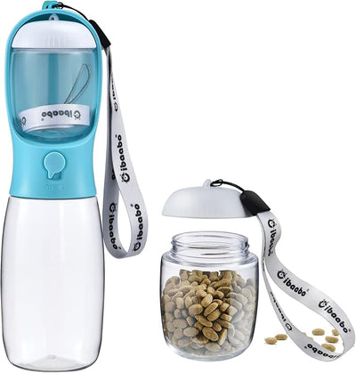 Dog Water Bottle with Food Container