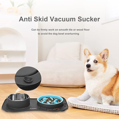 Slow Feeder Dog Bowls 3 in 1 Stainless Steel