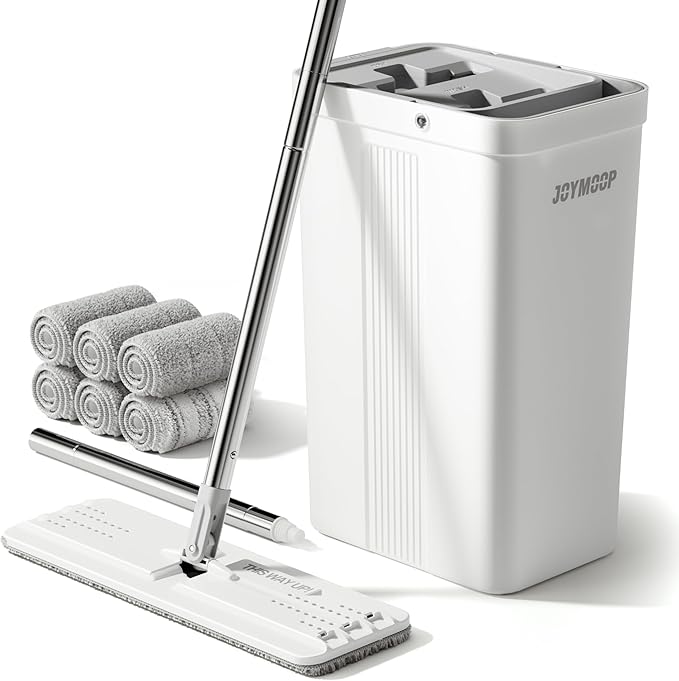 JOYMOOP Mop and Bucket Set with Wringer, Flat Mops / مجموعة ممسحة ودلو مع عصارة، ممسحات مسطحة