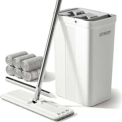 JOYMOOP Mop and Bucket Set with Wringer, Flat Mops / مجموعة ممسحة ودلو مع عصارة، ممسحات مسطحة