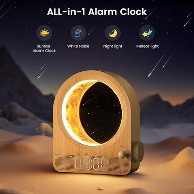 Sunrise Alarm Clock, White Noise Machine & Meteor Moonlight / منبه شروق الشمس، جهاز ضوضاء بيضاء، وضوء القمر الشهابي