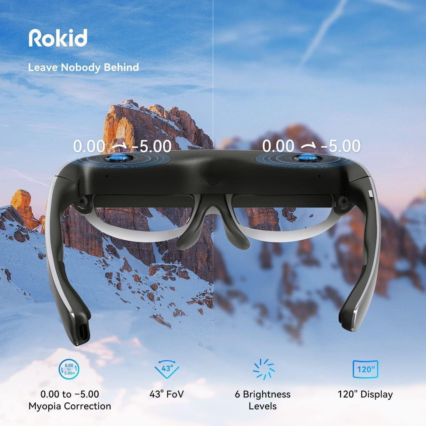 Rokid Air AR Glasses, 120" Full HD Virtual Screen, Lightweight Smart Glasses, Compatible with iPhone 15, Steam Deck/Gaming Consoles/PC/Android, Nearsightedness Adjustment, Portable Monitor (Dark Red)
