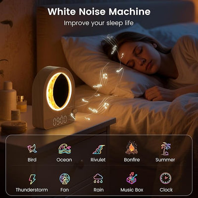 Sunrise Alarm Clock, White Noise Machine & Meteor Moonlight / منبه شروق الشمس، جهاز ضوضاء بيضاء، وضوء القمر الشهابي