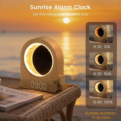 Sunrise Alarm Clock, White Noise Machine & Meteor Moonlight / منبه شروق الشمس، جهاز ضوضاء بيضاء، وضوء القمر الشهابي