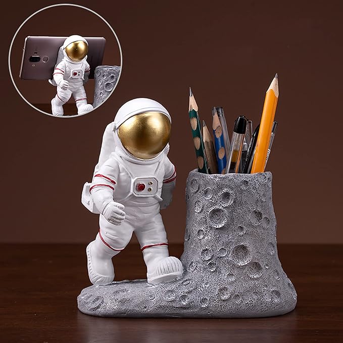BUTILIVEEN Astronaut Pen Pencil Holder with Phone Stand / حامل أقلام بشكل رائد فضاء مع حامل هاتف