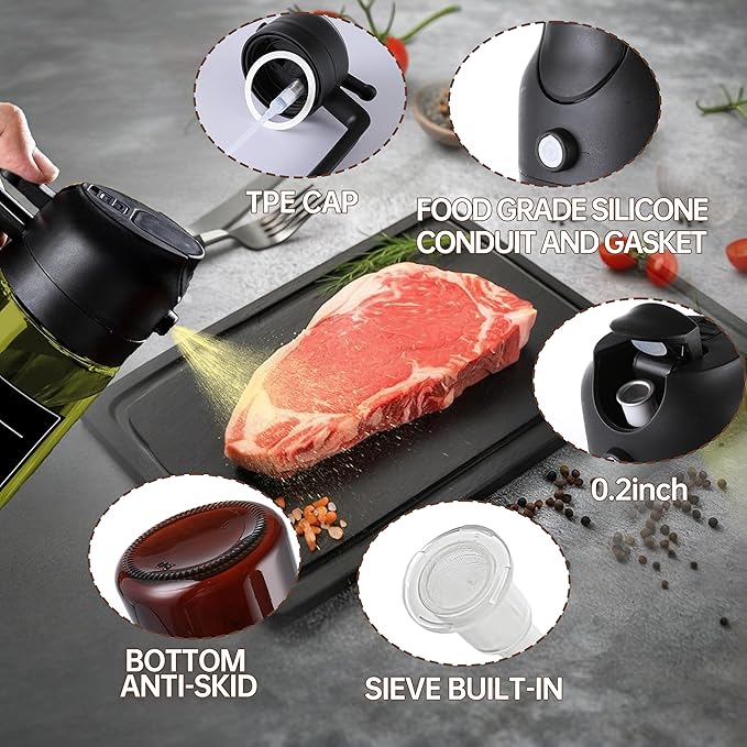 Olive Oil Dispenser, Sprayer for Cooking 2 in 1- Spray and Pour / زجاجة زيت الزيتون 2 في 1 – للرش والصب