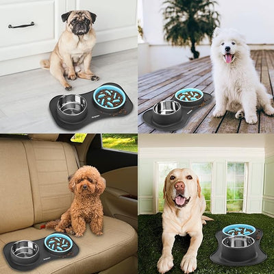 Slow Feeder Dog Bowls 3 in 1 Stainless Steel