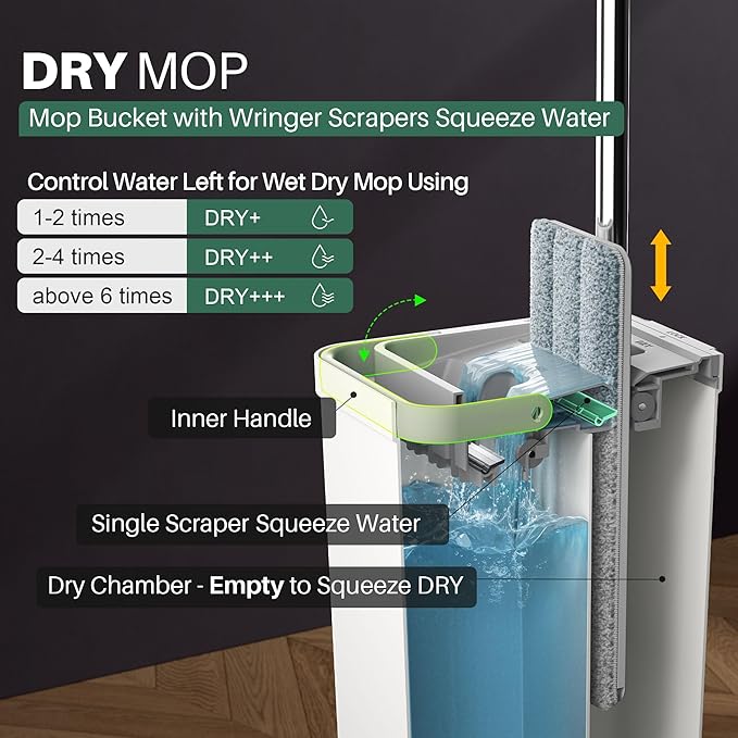 JOYMOOP Mop and Bucket Set with Wringer, Flat Mops / مجموعة ممسحة ودلو مع عصارة، ممسحات مسطحة
