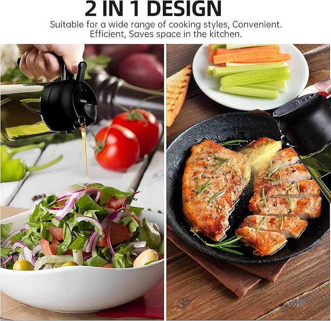 Olive Oil Dispenser, Sprayer for Cooking 2 in 1- Spray and Pour / زجاجة زيت الزيتون 2 في 1 – للرش والصب