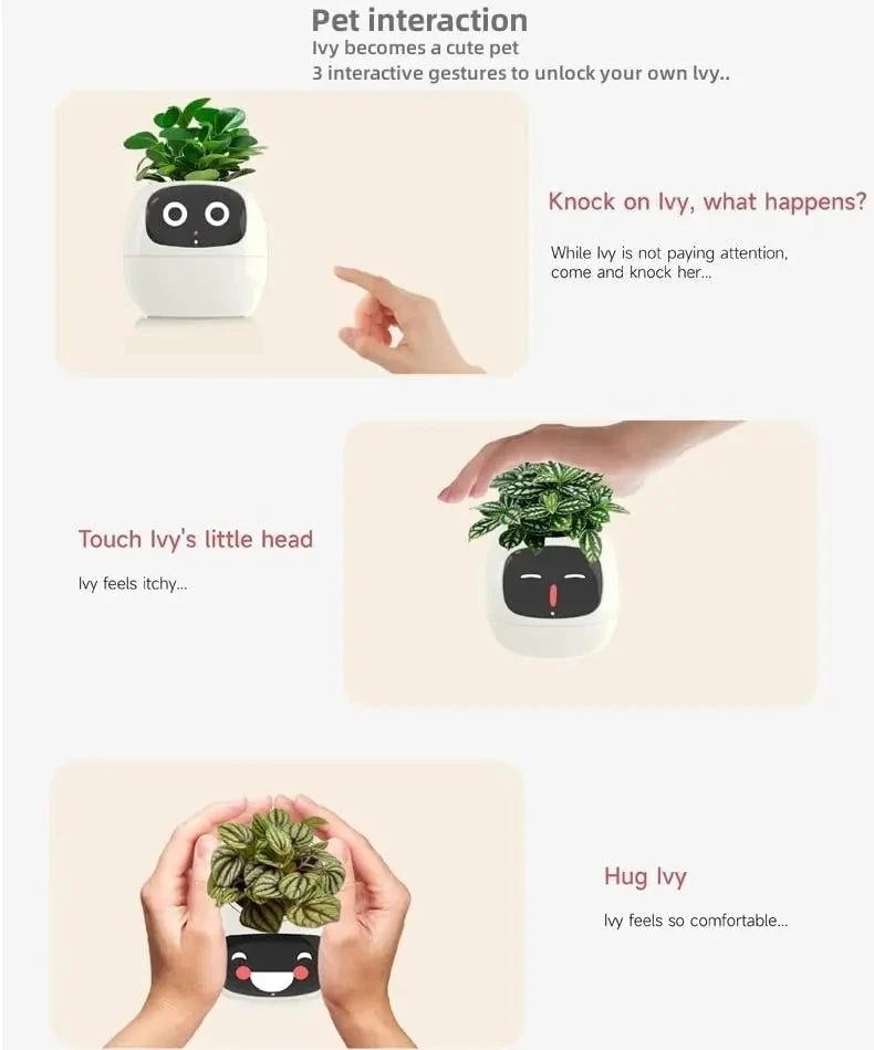 Ivy Smart Planter – AI-Powered with 49+ Expressions & 7 Smart Sensors / وعاء نباتات ذكي Ivy – مدعوم بالذكاء الاصطناعي مع أكثر من 49 تعبيرًا و7 مستشعرات ذكية