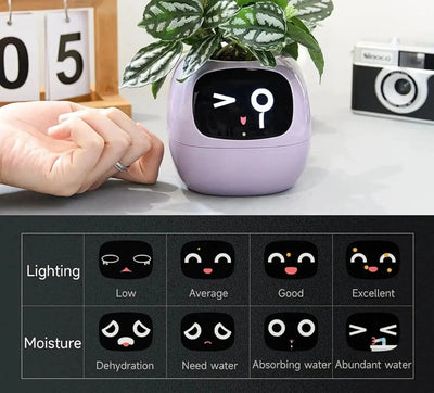 Ivy Smart Planter – AI-Powered with 49+ Expressions & 7 Smart Sensors / وعاء نباتات ذكي Ivy – مدعوم بالذكاء الاصطناعي مع أكثر من 49 تعبيرًا و7 مستشعرات ذكية