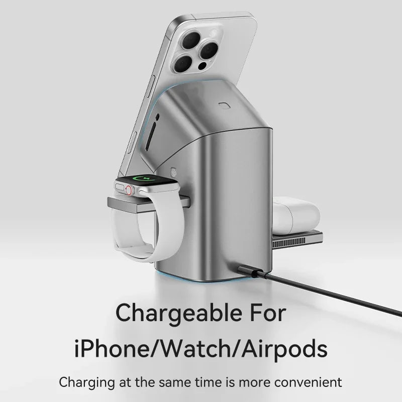Qi2 3-in-1 Magnetic Wireless Charger / شاحن لاسلكي مغناطيسي 3 في 1 بتقنية Qi2