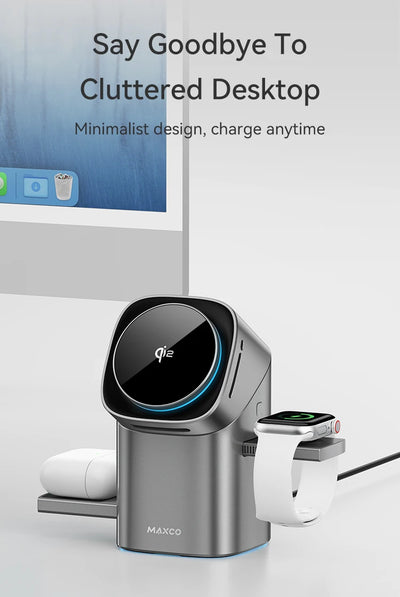 Qi2 3-in-1 Magnetic Wireless Charger / شاحن لاسلكي مغناطيسي 3 في 1 بتقنية Qi2