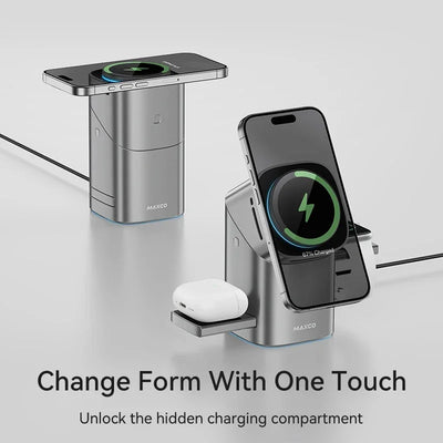 Qi2 3-in-1 Magnetic Wireless Charger / شاحن لاسلكي مغناطيسي 3 في 1 بتقنية Qi2