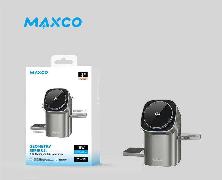 Qi2 3-in-1 Magnetic Wireless Charger / شاحن لاسلكي مغناطيسي 3 في 1 بتقنية Qi2