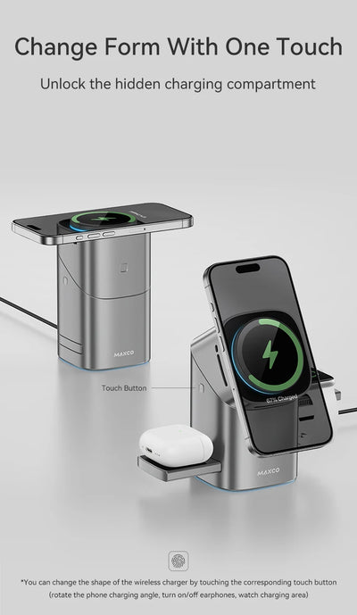Qi2 3-in-1 Magnetic Wireless Charger / شاحن لاسلكي مغناطيسي 3 في 1 بتقنية Qi2