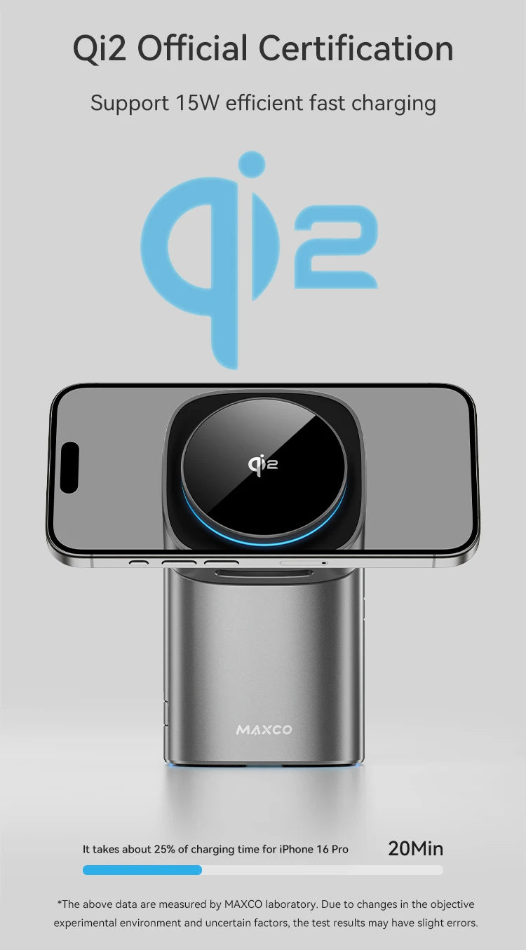 Qi2 3-in-1 Magnetic Wireless Charger / شاحن لاسلكي مغناطيسي 3 في 1 بتقنية Qi2